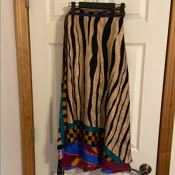 Zebra Print Wrap Skirt with Multicolor Accents - Picture 2 of 3